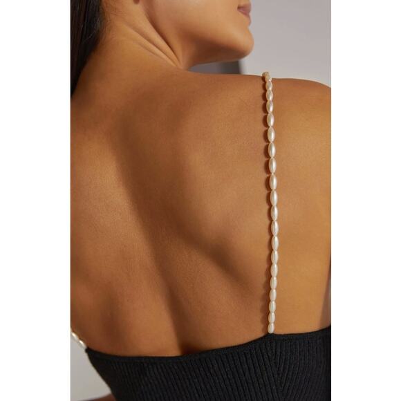 Favorite Daughter Imitation Pearl Strap Dress Black Size XL NWT Ribbed Knit - Picture 10 of 15